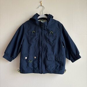 Janie and Jack Boys Navy Blue Green Hooded Light Jacket Size 2T